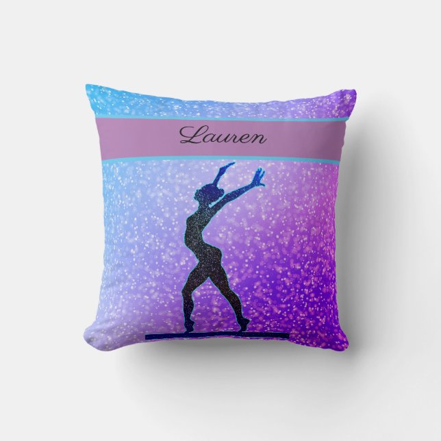 Coussin Parties scintillant Gymnastique poutre bleu et vio (Recto)