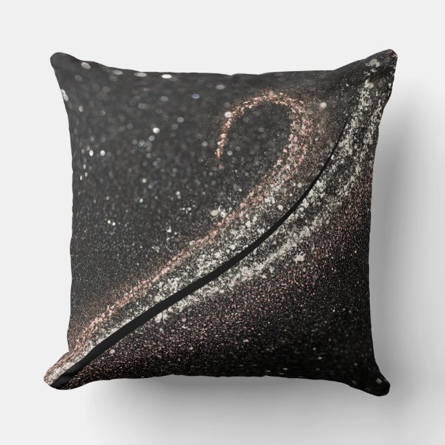 Coussin Parties scintillant moderne en verre noir (Recto)