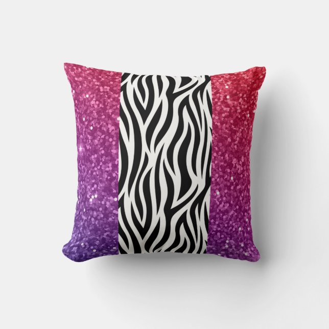 Coussin Parties scintillant multicouleur Zebra Impression  (Recto)