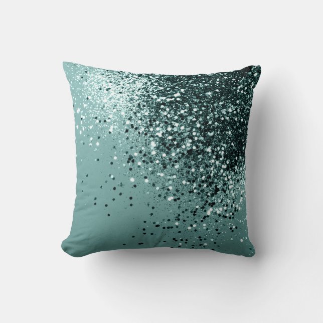 Coussin Parties scintillant océanique de la Sirène Turquoi (Recto)