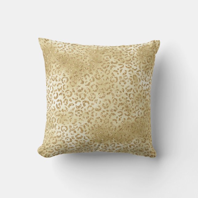 Coussin Parties scintillant Ombre jaune or Leopard Zebra  (Recto)