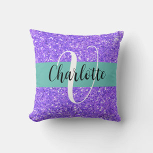 Coussin Parties scintillant pétillante violette monogrammé