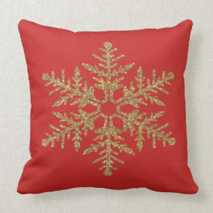 Coussin Parties scintillant Red Gold Faux Faux Feu de neig