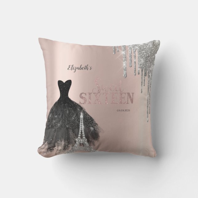 Coussin Parties scintillant, Robe, Tour Eiffel Sweet 16 (Recto)