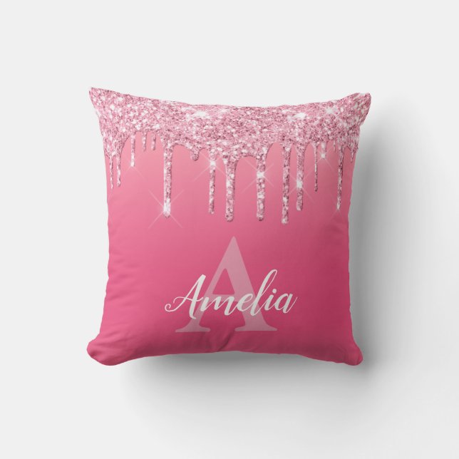 Coussin Parties scintillant rose gouttes ajouter votre pro (Recto)