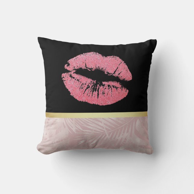 Coussin Parties scintillant rose lèvres et Rose Gold Tropi (Recto)