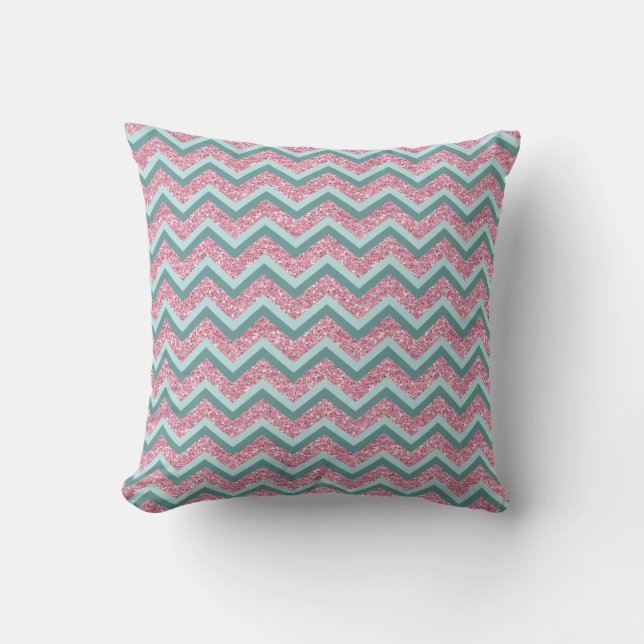 Coussin Parties scintillant rose Motif ZigZag (Recto)