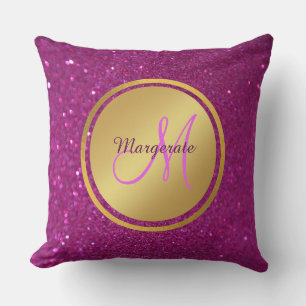 Coussin Parties scintillant rose violet brossé Nom du mono
