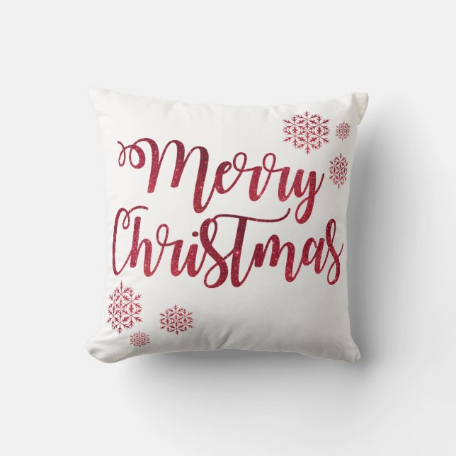 Coussin Parties scintillant rouge décorative Snowflakes Jo (Recto)