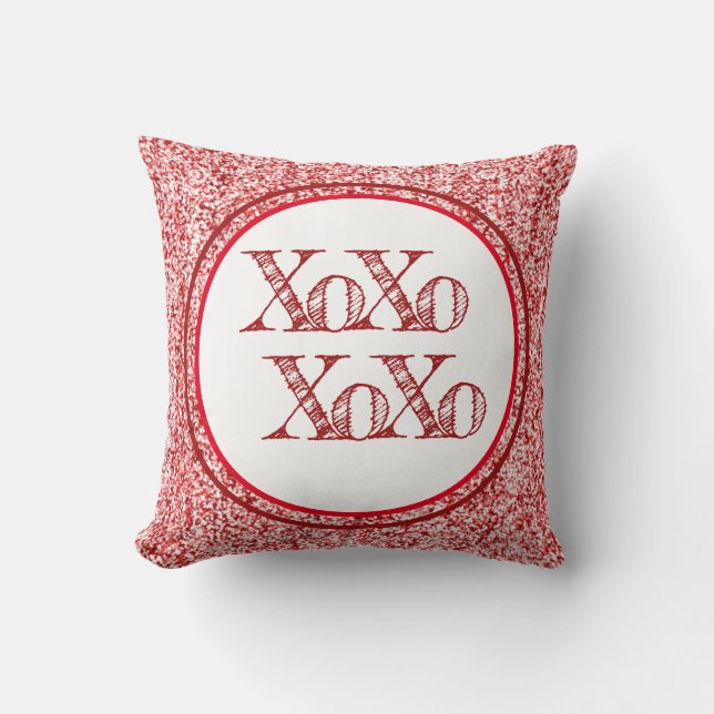 Coussin Parties scintillant rouge XOXO (Recto)