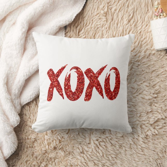 Coussin Parties scintillant rouge XOXO | Glam Brushstroke  (Couverture)
