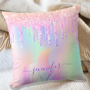 Coussin Parties scintillant Unicorn gouttes arc-en-ciel no