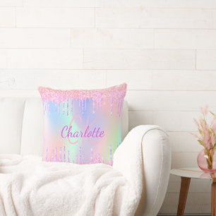 Coussin Parties scintillant violet rose holographique gout