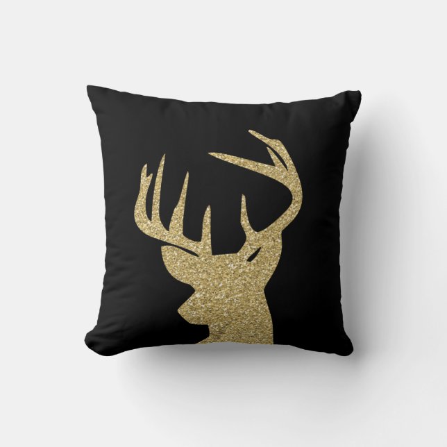 Coussin Parties scintillantes et carreau noir 16x16 d'or (Recto)