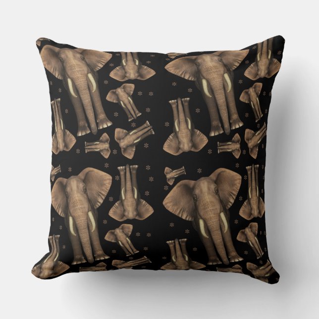 Coussin Partout carreau 20" de motif d'éléphant x 20" (Recto)