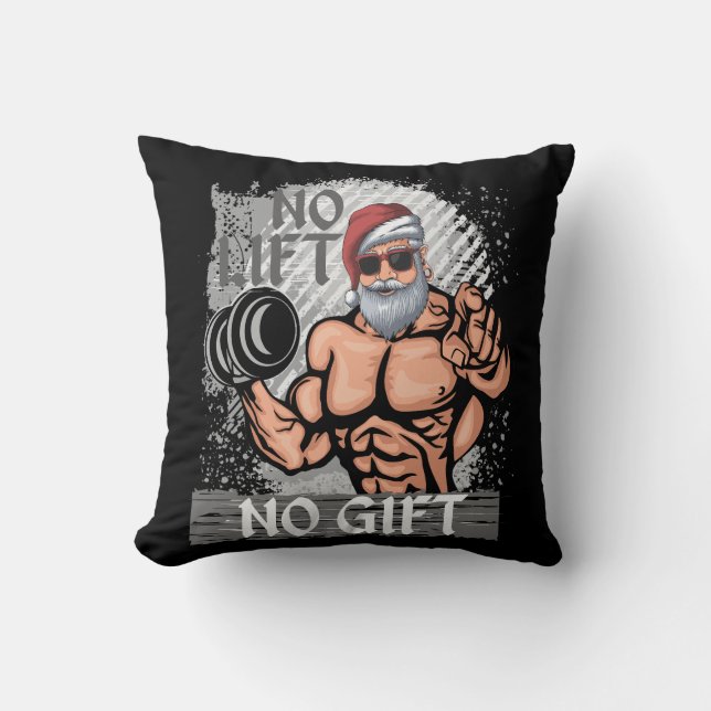 Coussin Pas d'ascenseur Pas de cadeau Santa Claus Gym (Recto)