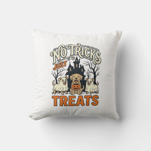 Coussin Pas de tours, juste des friandises Halloween Chien
