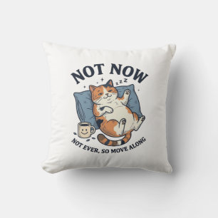 Coussin Pas maintenant chat paresseux gravure vintage conc