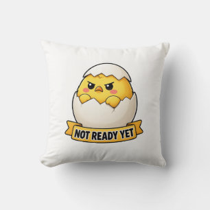 Coussin Pas prêt encore Mème de poulette drôle