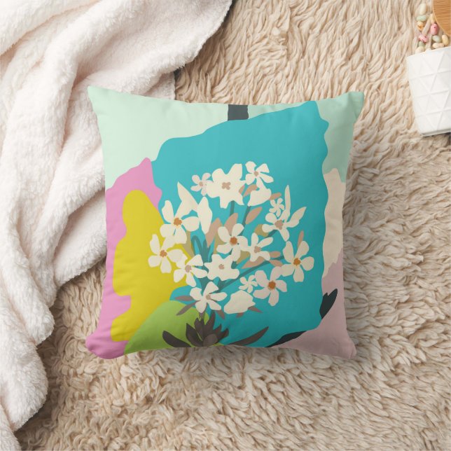 Coussin Pastel Abstrait Artistic Floral Blocs couleur (Couverture)