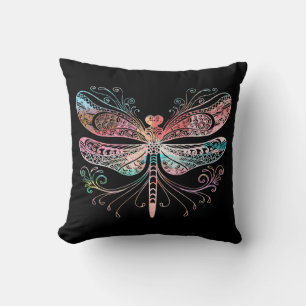 Coussin Pastel Abstrait Dragonfly Black