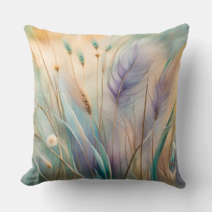 Coussin Pastel Abstrait Whispers of Nature, Grasses III