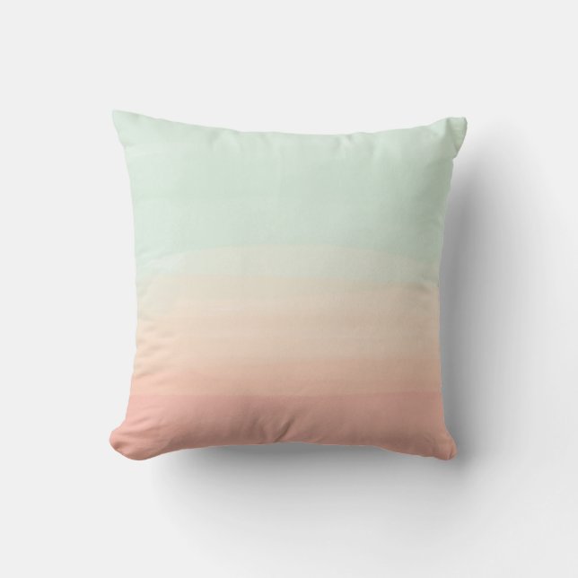 Coussin Pastel Aquarelle Stripes Verre de mer et Pêche (Recto)