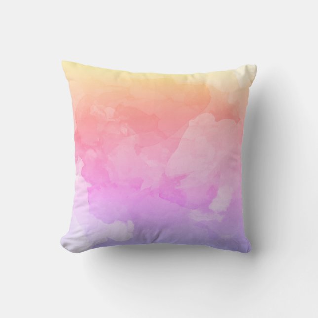 Coussin Pastel Aquarelle violet jaune (Recto)
