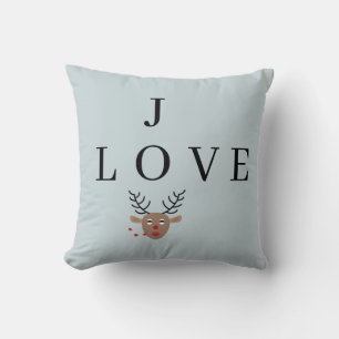 Coussin Pastel Blue Reindeer Love Joy Festive Noël