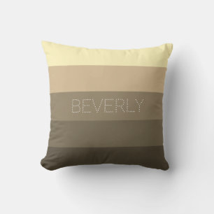 Coussin Pastel Brown Tan Jaune 5 couleurs Nom personnalisé