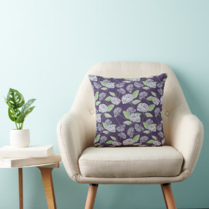 Coussin Pastel Clair Aquarelle violet Hydrangea Fleurs