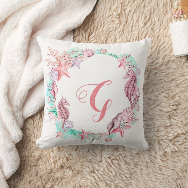 Coussin Pastel coloré sous le monogramme marin (Couverture)