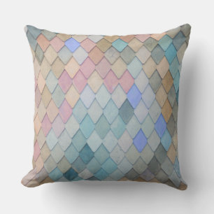 Coussin Pastel Diamond Motif Mermaid bleu rose vert