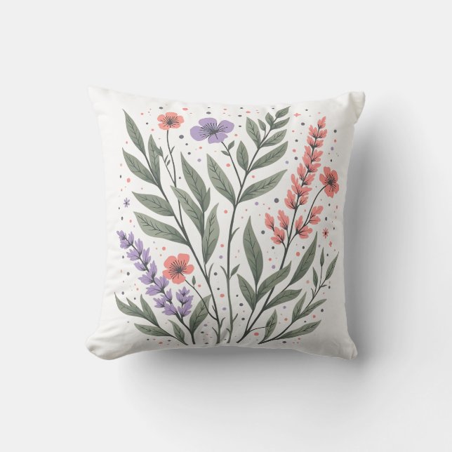 Coussin Pastel Floral Feuille (Recto)
