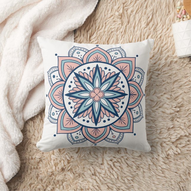 Coussin Pastel Floral Mandala complexe (Couverture)