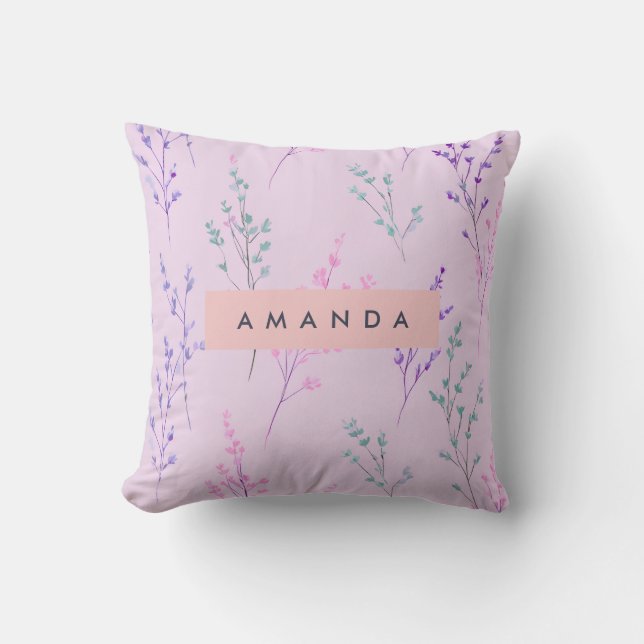 Coussin Pastel Floral Personnalisé, Élégant (Recto)