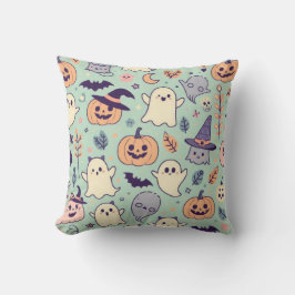 Coussin Pastel Halloween Motif Fantôme Citrouille chauves-