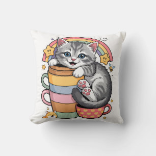 Coussin Pastel Paws & Rainbow Sips