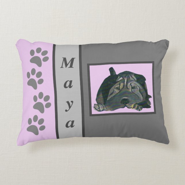 Coussin Pastel Personnalisé Black Shar Pei (Devant)