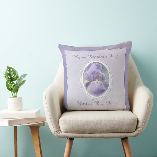 Coussin Pastel Purple Iris Fête des Mères Jeu d'oreiller (Chaise)