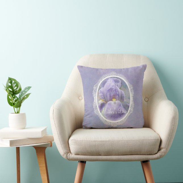 Coussin Pastel Purple Iris Fête des Mères Jeu d'oreiller (Chaise)