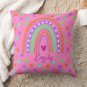 Coussin Pastel Rainbow Polka Dot School, Joli Back to Scho