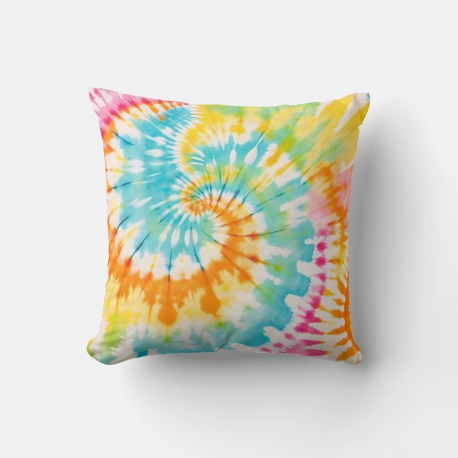 Coussin Pastel Rainbow Tie Dye Spiral Pattern (Recto)