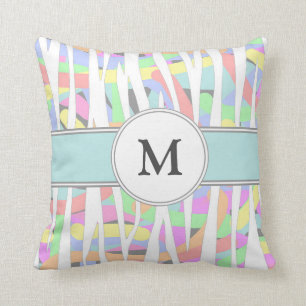 Coussin Pastel Rainbow Zebra Imprimer Monogramme personnal