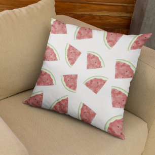 Coussin Pastèque aquarelle juteuse motif d'été de fruit