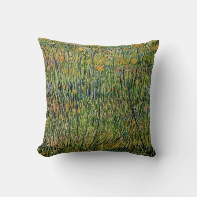 Coussin Pasture en fleurs par Vincent van Gogh (Recto)
