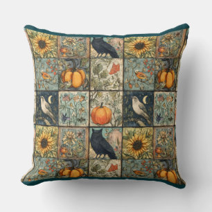 Coussin Patchwork automnal vintage aspect fleur de hibou c