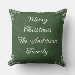 Coussin Patchwork de Noël Nom de famille personnalisé