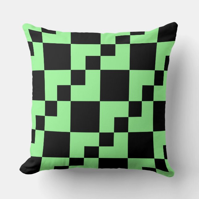 Coussin Patchwork Domino - Mint Green et Black (Recto)