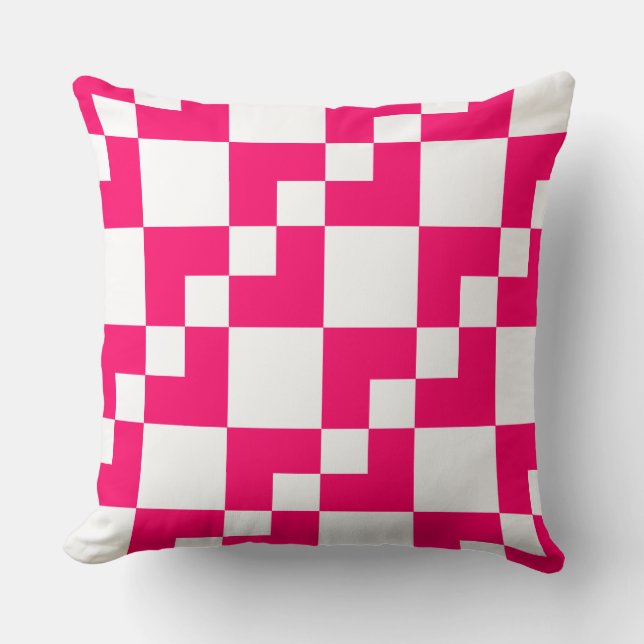Coussin Patchwork Domino - Neon rouge et blanc (Recto)